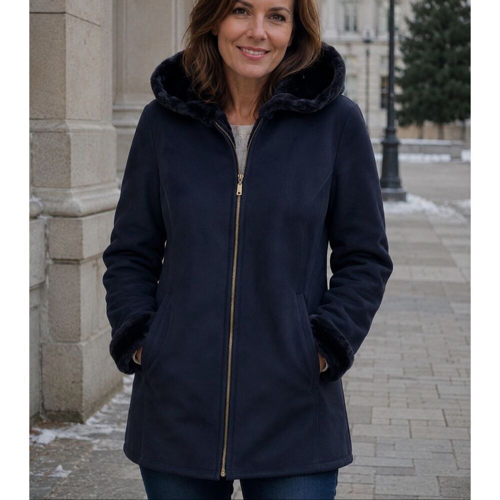 Marvin Richards Black Suede Hooded Jacket Women’s M Zip Front